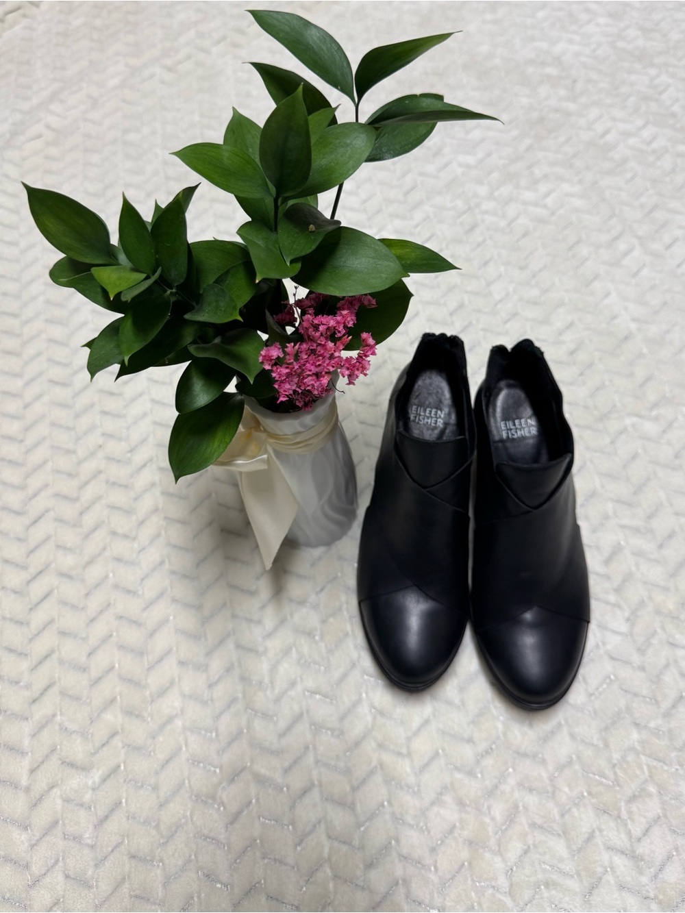 Eileen Fisher Black Leather Ankle Booties